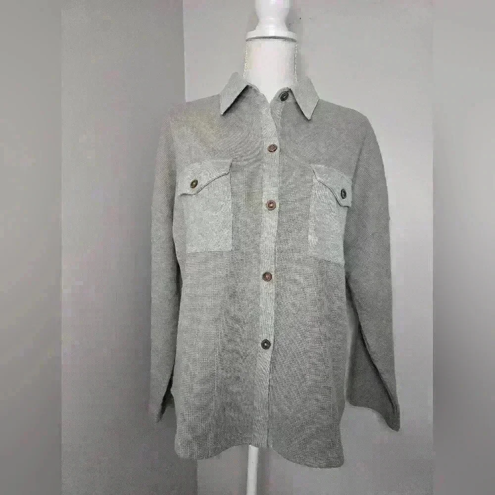 Grey Two-Toned Shacket - Picture 1 of 10